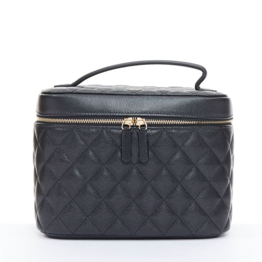 Chanel Black Quilted Leather Vanity Case Bag